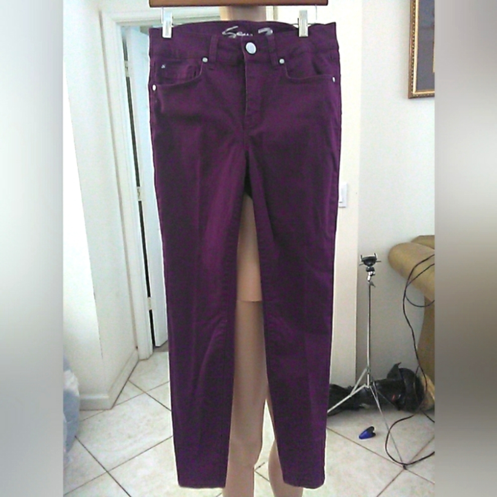 BNWOT Seven7 Deep Purple Jeans SZ. 4 SEXY STRETCH EMBROIDERY POCKETS